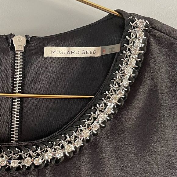 Mustard Seed Embellished Open Long Sleeve Mini Dress - Picture 13 of 16